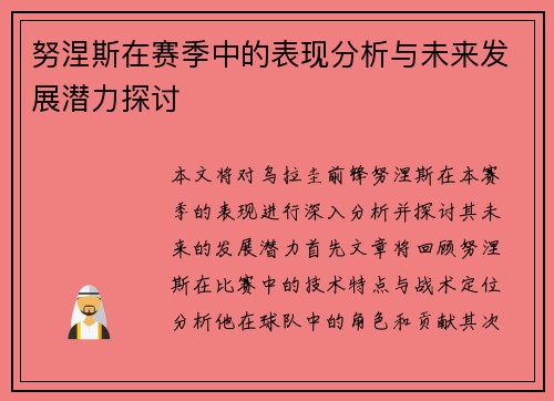 努涅斯在赛季中的表现分析与未来发展潜力探讨